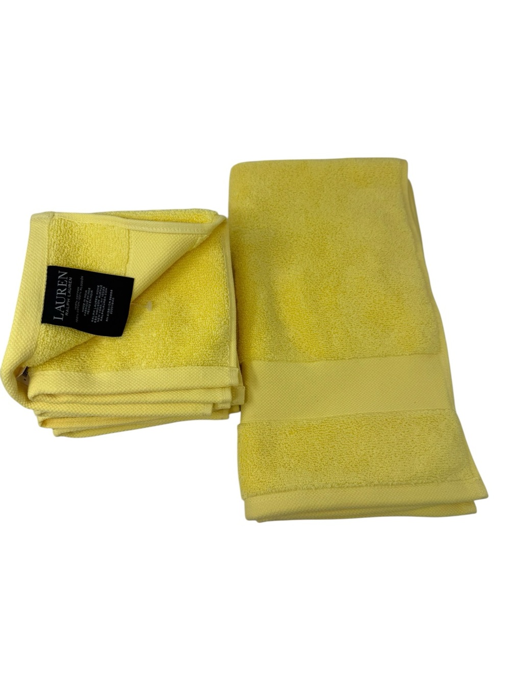 Lauren Ralph Lauren Wescott Canary Yellow 1 Hand towel & 4 Wash cloth Set NWT